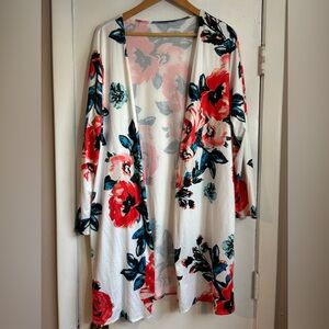 Floral Open-Front Women's Cardigan